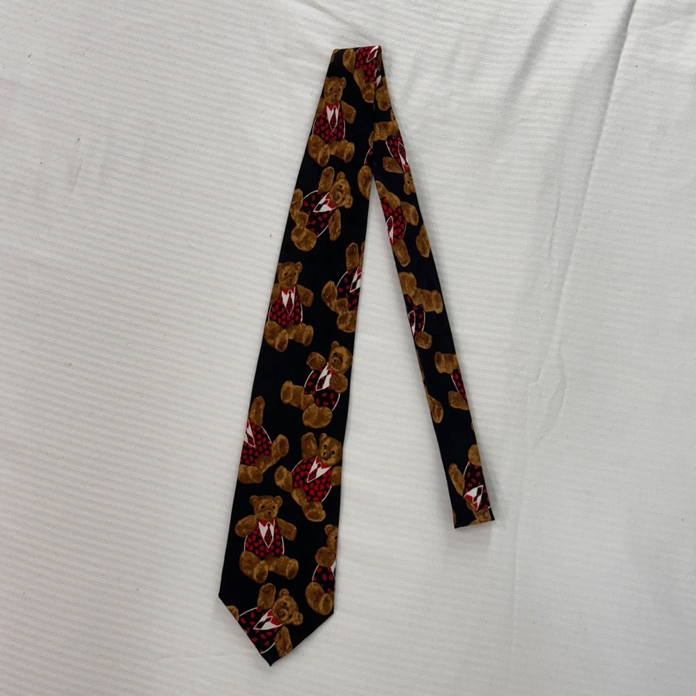 Vintage Addiction Teddy Bear Novelty Silk Tie‎ Handmade Men's Valentines Hearts